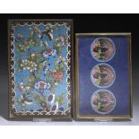 TWO CHINESE CLOISONNE ENAMEL TRAYS, 19TH/EARLY 20TH C 20.5 x 14cm and 12 x 18cmProvenance: Malcolm