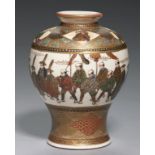 A SATSUMA VASE BY KINKOZAN, MEIJI PERIOD decorated with a continuous scene of the daimyo procession,