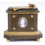 A FINE AND UNUSUAL REGENCY GILT AND PATINATED BRONZE MINIATURE MONUMENT TO LADY CHARLOTTE FINCH,