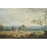 FOLLOWER OF PAUL SANDBY THE SIR JOHN FALSTAFF INN AT GADS HILL, ROCHESTER IN THE DISTANCE gouache on