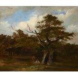 FOLLOWER OF WILLIAM JAMES MULLER TWO FIGURES IN A WOOD oil on canvas, 53 x 64cm++Restored and