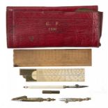 AN ENGLISH IVORY 4 ½ INCH DRAWING SCALE, WILLIAM WATKINS ST JAMES'S STREET [LONDON] C1822 AND