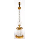 AN EMPIRE STYLE ORMOLU MOUNTED CUT GLASS LAMP, 41CM H EXCLUDING FITMENT, CIRCA MID 20TH C ++In