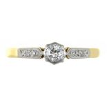 A DIAMOND RING IN GOLD, MARKED 18CT PLAT, 2G, SIZE N ++GOOD CONDITION