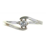 A DIAMOND SOLITAIRE RING IN 9CT WHITE GOLD, MARKED .15, 1.5G, SIZE J ++GOOD CONDITION