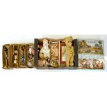 FOUR PELHAM PUPPETS, BOXED, A VICTORY FARMYARD WOOD JIGSAW PUZZLE, A VINTAGE TEDDY BEAR, CELLULOID