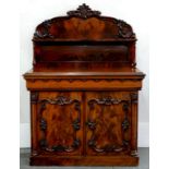 A VICTORIAN CARVED MAHOGANY CHIFFONIER, 170CM H; 125 X 55CM