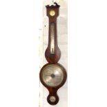 A VICTORIAN WALNUT BAROMETER WITH SILVERED DIAL INSCRIBED E BEVAN BIRKENHEAD