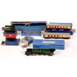 A HORNBY DUBLO DUCHESS OF MONTROSE LOCOMOTIVE AND TENDER, SEVERAL ITEMS OF ROLLING STOCK, TRACK