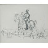 DONALD WOOD, HUNTING SCENES, A PAIR, SIGNED AND DATED 26, PENCIL SKETCHES, 13 X 10CM, G. WILLBOND,