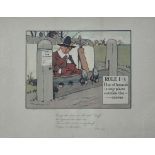 AFTER CHAS CROMBIE, THE RULES OF GOLF, A SET OF SEVEN, LITHOGRAPHS, PUBLISHED BY PERRIER, C1900'S,