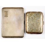 A GEORGE VI SILVER CIGARETTE CASE, 11.5CM L, BIRMINGHAM 1941 AND ANOTHER, SMALLER, 7OZS