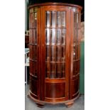 A MAHOGANY BOW FRONTED DISPLAY CABINET, 200 X 115CM