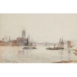 ALFRED JOHN BENNETT (1861-C1923) WESTMINSTER FROM VAUXHALL, signed, dated Bank Holiday Augst 31 '