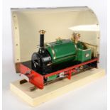 A SCRATCH BUILT BRASS AND FERROUS METAL MODEL OF A 0-4-0 SADDLE TANK LOCOMOTIVE, BY LESLIE GORDON OF