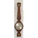 A VICTORIAN POLLARD OAK BAROMETER WITH MAHOGANY SIDES, WITH SILVERED DIAL, INSCRIBED BREGAZZI DERBY