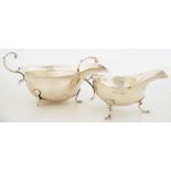 TWO SILVER SAUCE BOATS, 12 AND 15.5CM L, BIRMINGHAM 1896 AND LONDON 1903, 5OZS