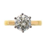 A DIAMOND SOLITAIRE RING IN 18CT GOLD, WEIGHING APPROX 1.4CT, 3.5G, SIZE I ++GOOD CONDITION