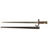 A FRENCH M1874 GRAS BAYONET AND SHEATH, DATED 1877, BLADE 52CM, STAMPED NUMBERS ++A good example,