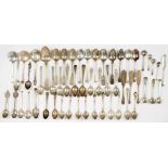 MISCELLANEOUS SMALL SILVER FLATWARE, MAINLY TEASPOONS, VARIOUS MAKERS AND DATES, 23OZS