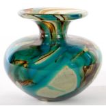 A MDINA GLASS VASE, 11CM H, ENGRAVED MDINA, PAPER LABEL