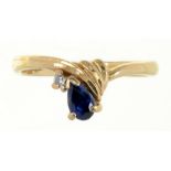 A SAPPHIRE AND DIAMOND RING IN 18CT GOLD, BIRMINGHAM 1989, 2.75G, SIZE L ++GOOD CONDITION