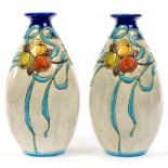 CHARLES CATTEAU. A PAIR OF BOCH KERAMIS (LA LOUVIERE) VASES, C1923, 31CM H, INCISED 980, PRINTED