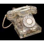 A VERY RARE TRANSPARENT PERSPEX 300 SERIES TELEPHONE, 1950S, WITH BRAIDED CABLE AND CONNECTOR BOX++