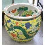 A CHINESE YELLOW GROUND PORCELAIN FISH TANK