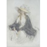 MARY GOW, PORTRAIT OF A YOUNG LADY, SIGNED BY THE ARTIST IN PENCIL, MEZZOTINT PRINTED IN COLOUR,