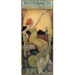 ROSBACH EMPRESS OF TABLE WATERS, AN ART NOUVEAU LITHOGRAPH PANNEAU, IN COLOUR, MOUNTED TO IMAGE,