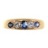 A TANZANITE AND DIAMOND RING IN GOLD, 3.25G, SIZE M 1/2++MARKS RUBBED