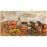 GWILYM PRITCHARD, RCA (1931-) FARM, SIGNED, GOUACHE, 29 X 54CM++Good condition