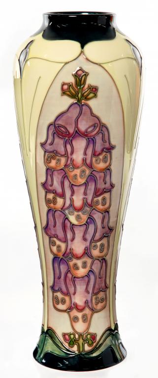 A MOORCROFT FOXGLOVE VASE, DESIGNED BY RACHEL BISHOP, 1993, 37CM H, IMPRESSED AND PAINTED MARKS,