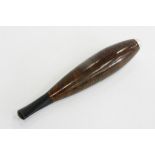 SMOKING. A FRENCH ART DECO ALUMINIUM AND THUYA WOOD ZEPPELIN SHAPED CIGAR PIPE, MARKED "L'ATLANTIDE"