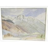 AVERILL BURLEIGH, MOUNTAINOUS LANDSCAPE, SIGNED, WATERCOLOUR, 26.5 X 36CM