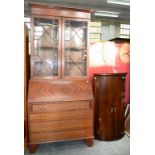 A MAHOGANY AND SATINWOOD CROSSBANDED BUREAU BOOKCASE, EARLY 20TH C, 206CM H; 95 X 41CM, A