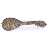 A CONTINENTAL SILVER TOY OR MINIATURE MODEL OF A MANDOLIN, 11.5CM L, APPARENTLY UNMARKED, C1900,