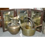 VICTORIAN BRASS SAUCEPANS, ETC