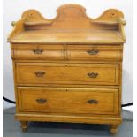 A VICTORIAN STAINED PINE WASH STAND, 112CM H; 97 X 53CM