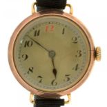 AN 18CT GOLD LADY'S WRISTWATCH, IMPORT MARKED LONDON 1953, 26 MM D, 15G++SCRATCHES TO DIAL; WATCH