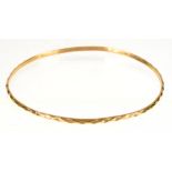 A 9CT GOLD BANGLE, LONDON 1970, 70 MM D, 5.4G++GOOD CONDITION