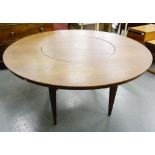 AN UNUSUAL AUSTRALIAN MID CENTURY ROUND DINING TABLE, PERTH, 1950S OF PROBABLY JARRAH AND POSSIBLY