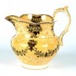 A WILLIAM RIDGWAY AND CO TWO COLOUR PRINTED EARTHENWARE ETRUSCAN FESTOON PATTERN JUG, 14CM H,