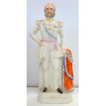 A STAFFORDSHIRE FLATBACK PORTRAIT FIGURE OF THE KING OF PRUSSIA, 42CM H, MID 19TH C++Old restoration