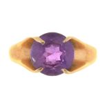 AN AMETHYST RING IN 9CT GOLD, BIRMINGHAM 1976, 1.6G, SIZE H++GOOD CONDITION