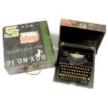 A GERMAN 1930'S TORPEDO TYPEWRITER IN A WOODEN CASED, MARKED MAJOR N.A.F. EDWARDS R.E