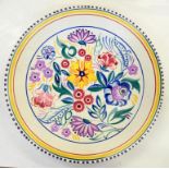 A POOLE POTTERY FLORAL DISH, 32.5CM D, PRINTED MARK, MID 20TH C