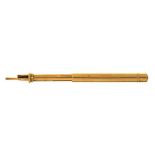 A GOLD COMBINATION PROPELLING PEN AND PENCIL, MARKED 9CT, BY S. MORDAN & CO, 134 MM L++GOOD