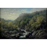 WILLIAM 'WATERFALL' GILL, RIVER LANDSCAPE, SIGNED, OIL, 34 X 24CM